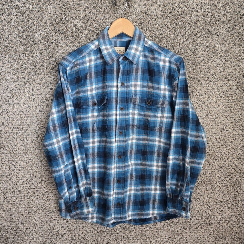 Redhead Shirt Mens Medium Blue Plaid Flannel Button Pockets Casual Collared